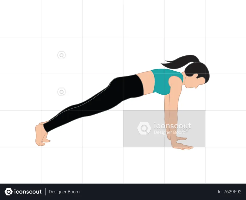 Girl doing high plank  Illustration