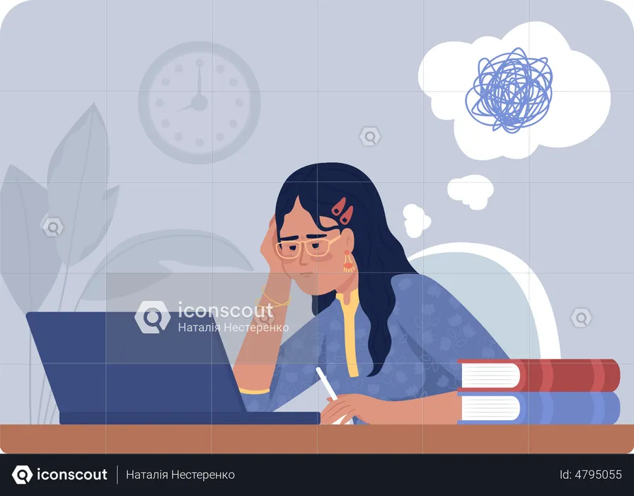 Girl doing homework  Illustration