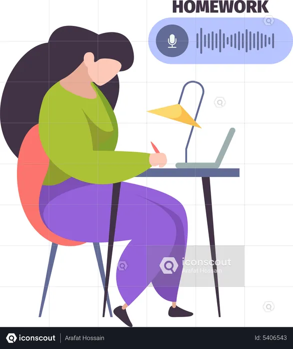 Girl doing homework  Illustration