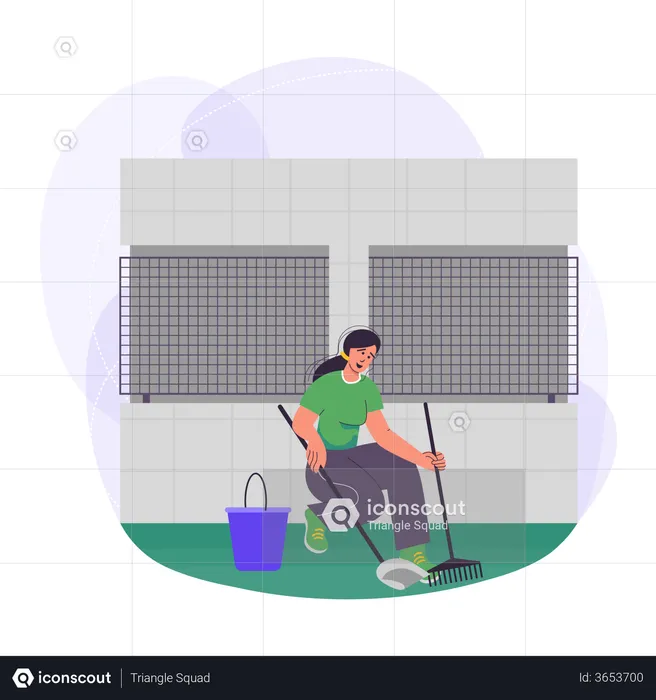 Girl doing housekeeping service  Illustration