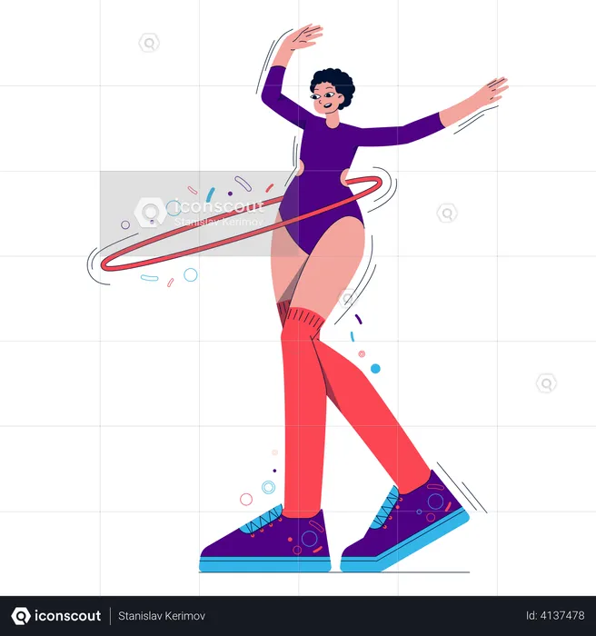 Girl doing Hula Hoop  Illustration