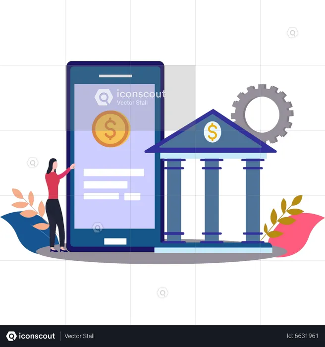 Girl doing internet banking  Illustration