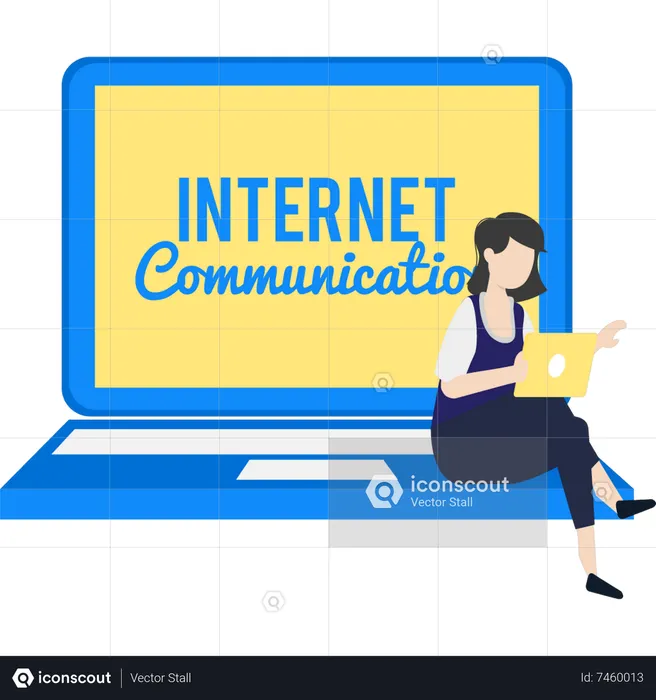 Girl doing internet communication  Illustration