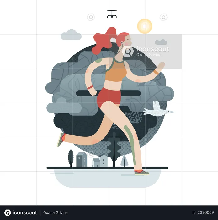 Girl doing jogging  Illustration