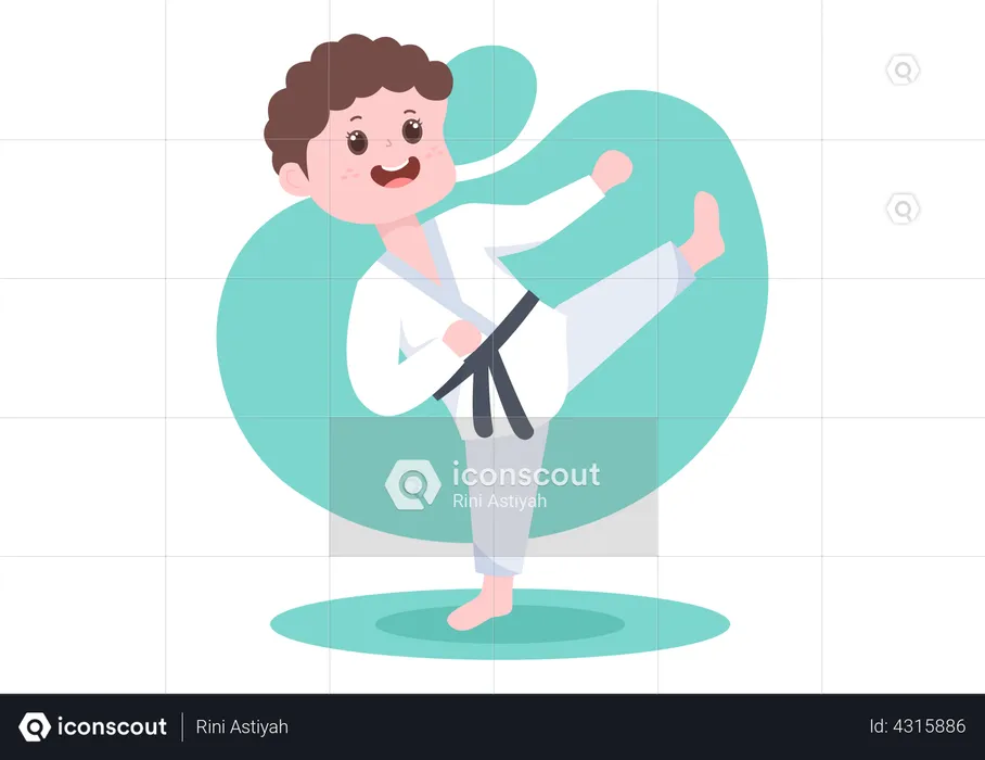 Girl doing karate  Illustration