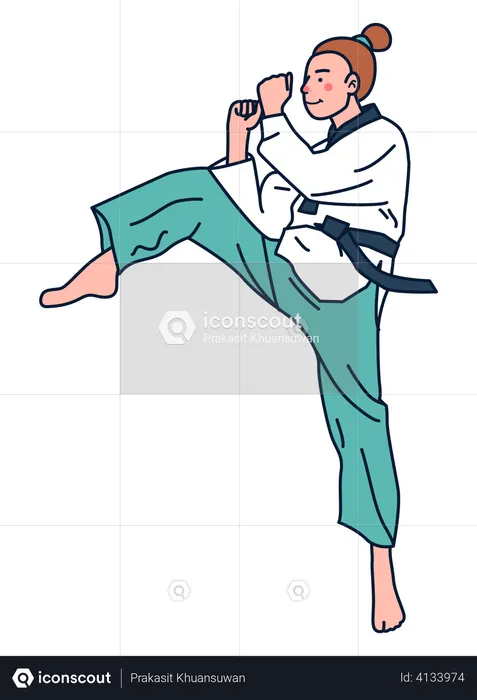 Girl doing karate  Illustration