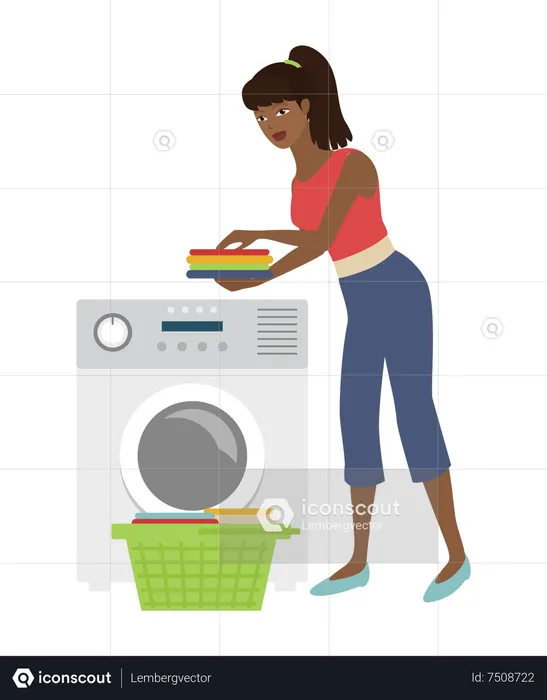 Girl doing laundry  Illustration