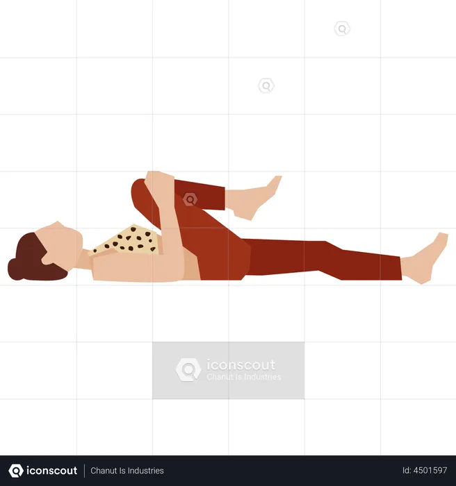 Girl doing leg chest press yoga pose  Illustration
