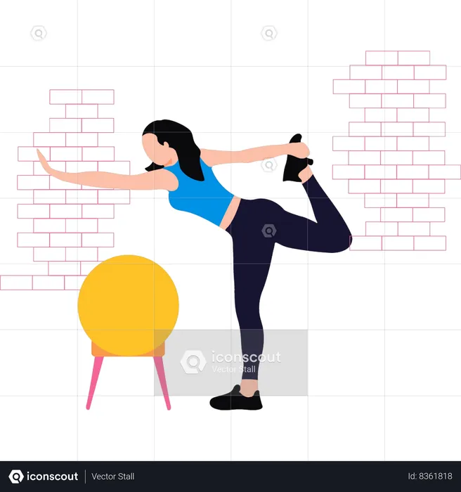 Girl doing leg exercise  Illustration