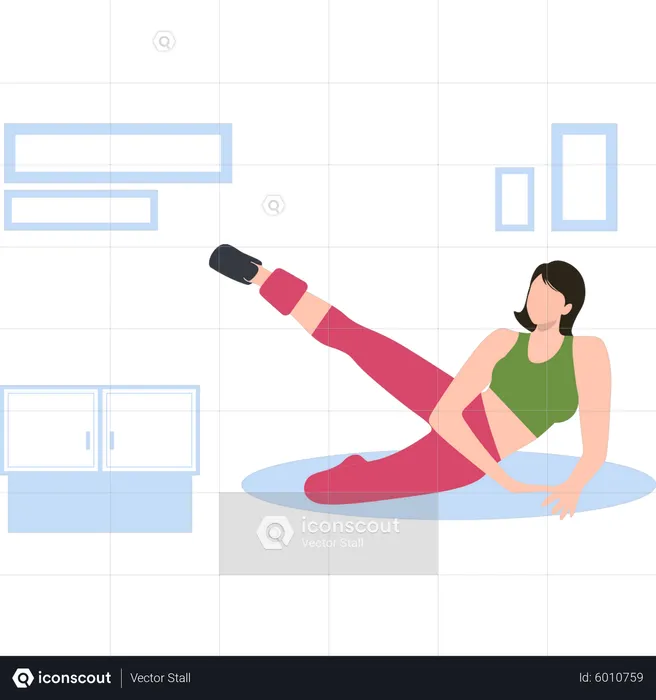 Girl doing leg exercises  Illustration