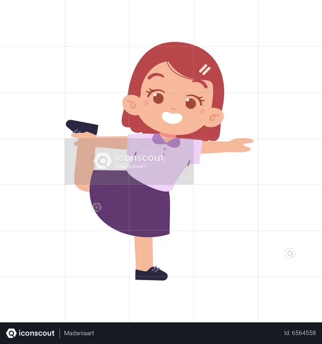 Girl Doing Leg Stretching Exercise  Illustration