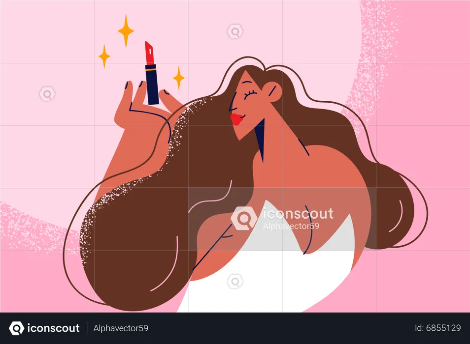 Girl doing lipstick  Illustration