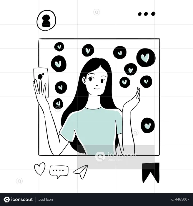 Girl doing live streaming on Social media  Illustration