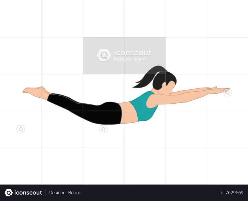 Girl doing locust pose  Illustration