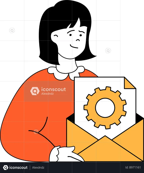 Girl doing mail management  Illustration