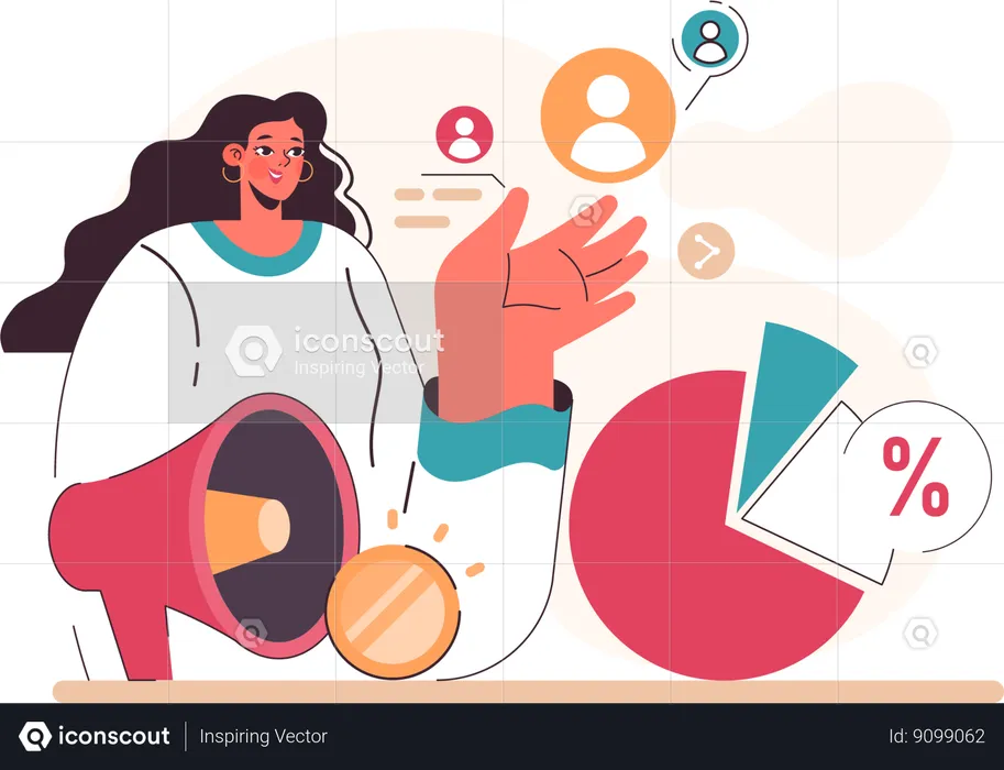 Girl doing marketing analysis  Illustration