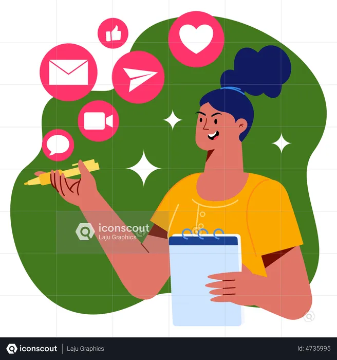 Girl doing marketing  Illustration