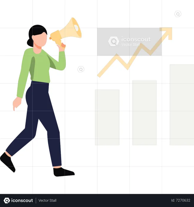Girl doing marketing with megaphone  Illustration