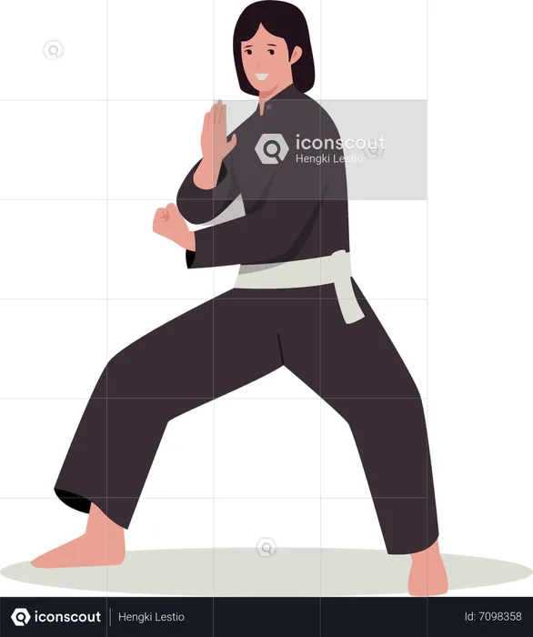 Girl doing Martial art  Illustration