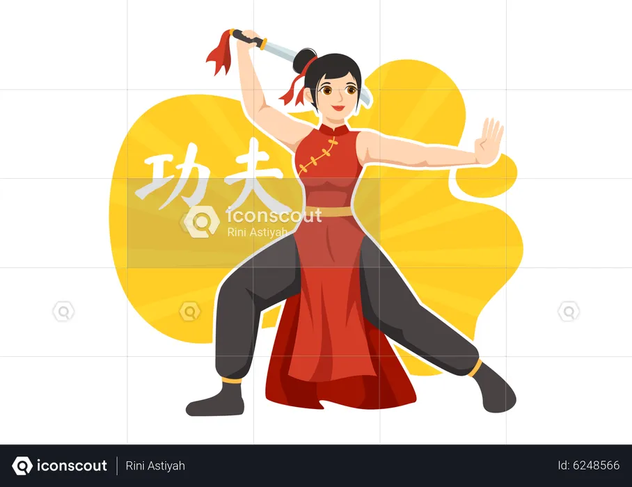 Girl doing Martial Art  Illustration