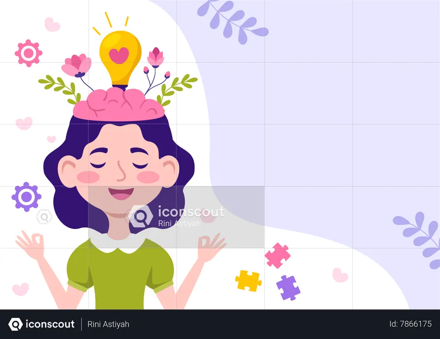 Girl doing meditation for peace of mind  Illustration