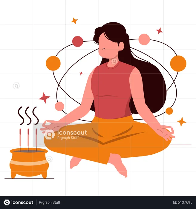 Girl doing meditation  Illustration