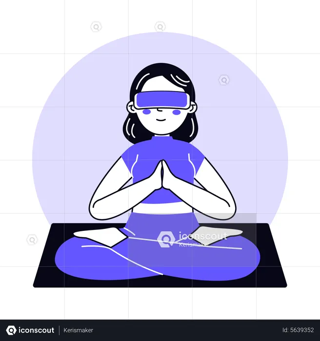 Girl Doing Meditation in Metaverse  Illustration