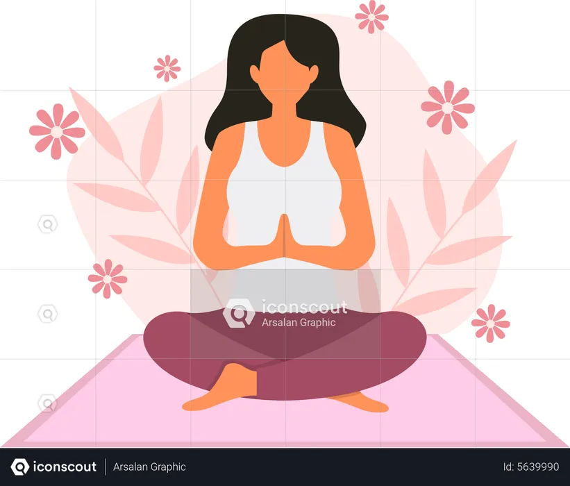 Girl doing mental meditation  Illustration