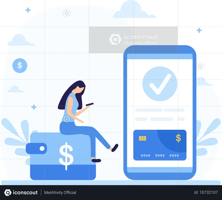 Girl doing Mobile Payment  Illustration