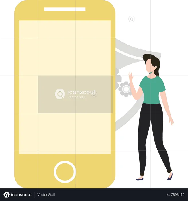 Girl doing mobile setting  Illustration