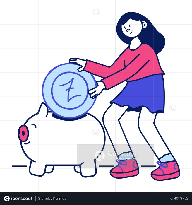 Girl doing money saving  Illustration