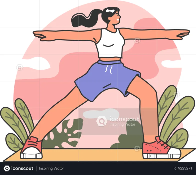 Girl doing morning exercise  Illustration