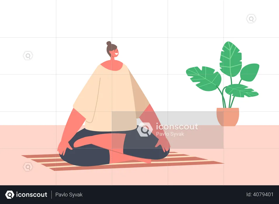 Girl doing morning meditation  Illustration