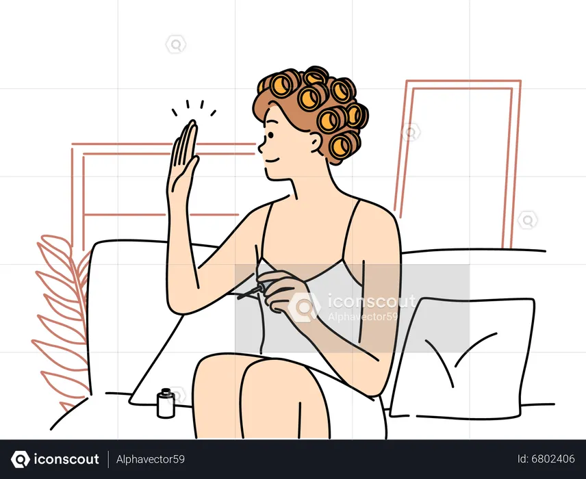 Girl doing nail polish  Illustration
