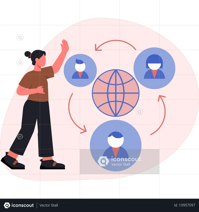 Girl doing networking  Illustration