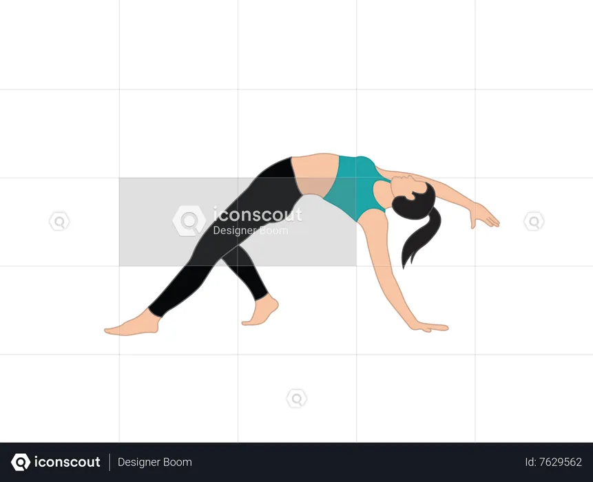 Girl doing one leg chakrasana  Illustration