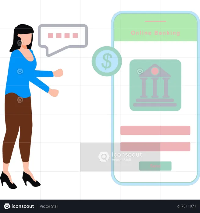 Girl doing online banking  Illustration