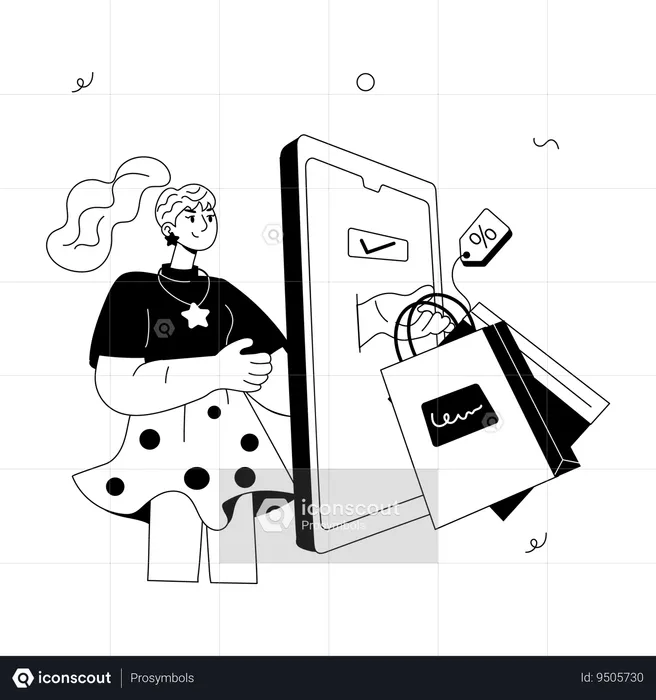 Girl doing online Buy  Illustration