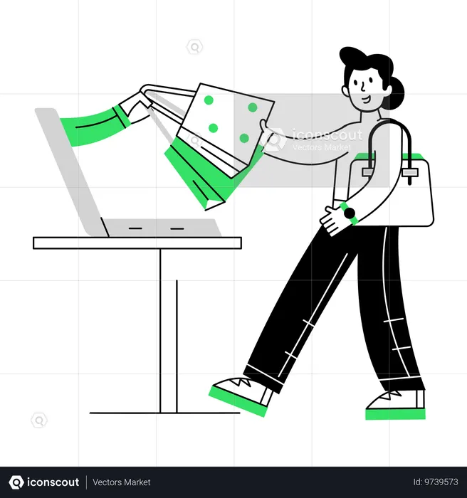 Girl  doing online Buy  Illustration