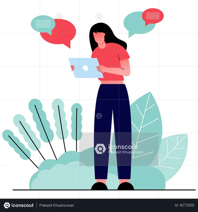 Girl doing online chatting  Illustration