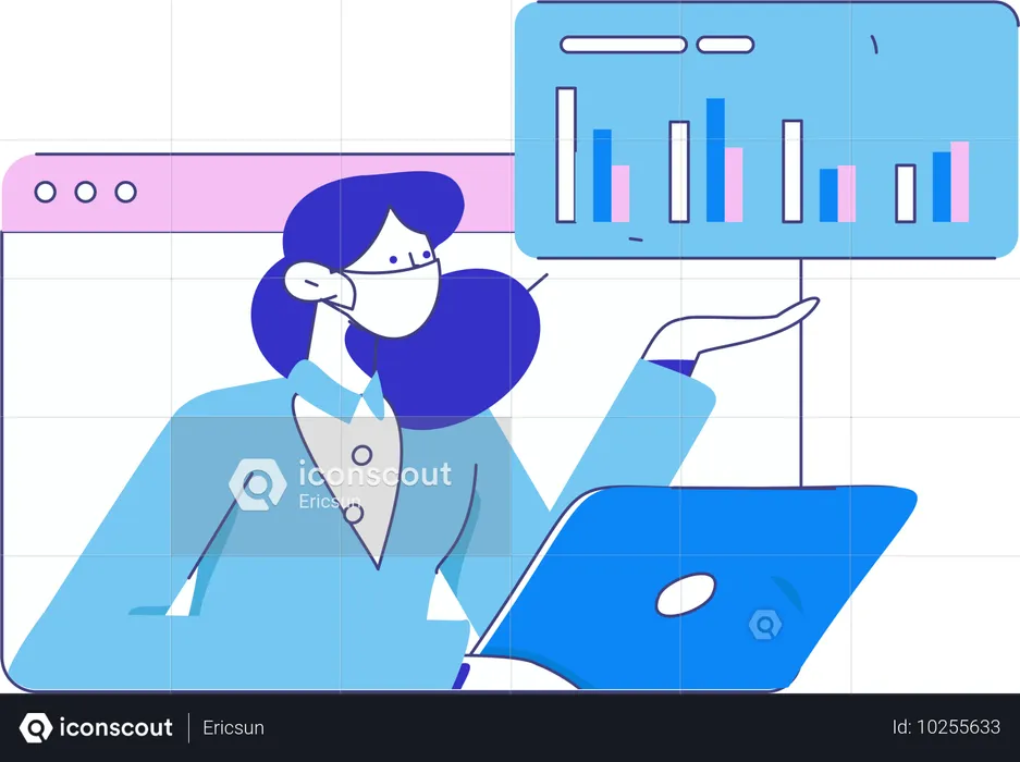 Girl doing online data exploration  Illustration