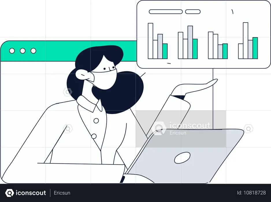 Girl doing online data exploration  Illustration