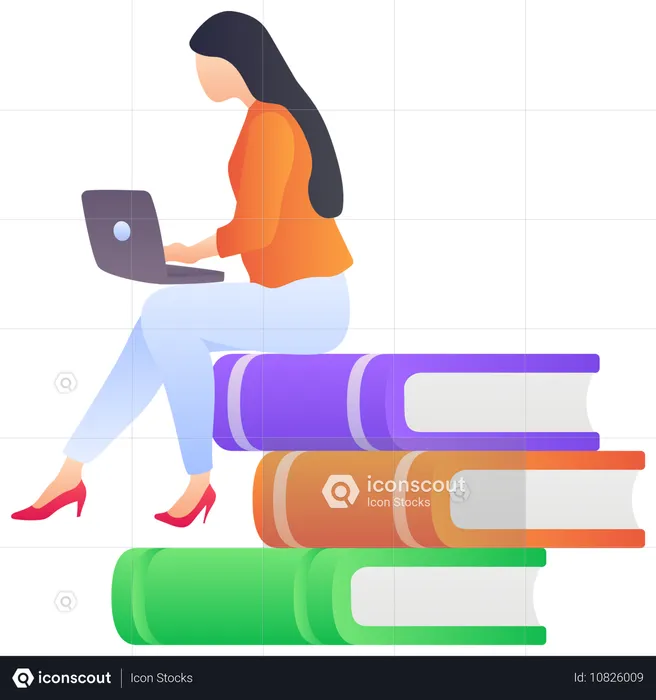 Girl doing Online Education  Illustration