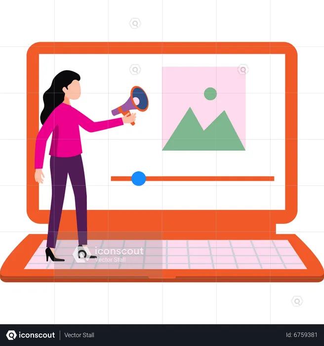 Girl doing online marketing  Illustration