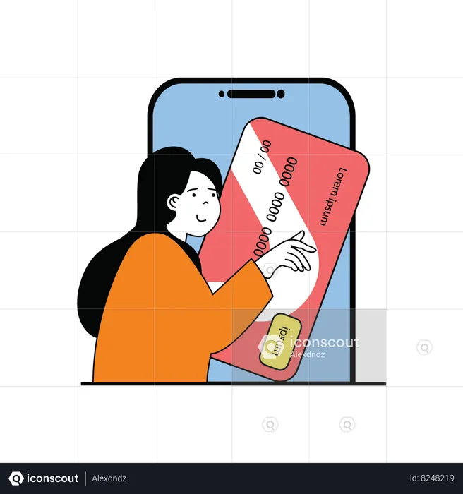 Girl doing online payment  Illustration