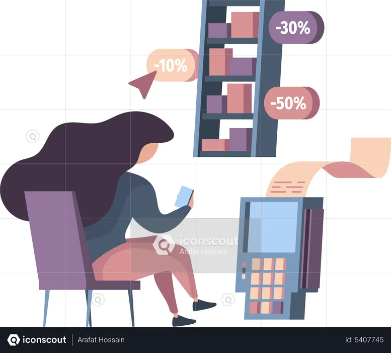Girl doing online payment for online shopping  Illustration