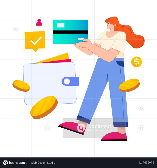 Girl doing online payment  Illustration