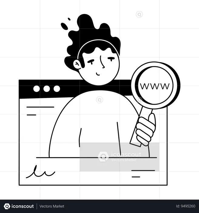 Girl doing Online Search  Illustration