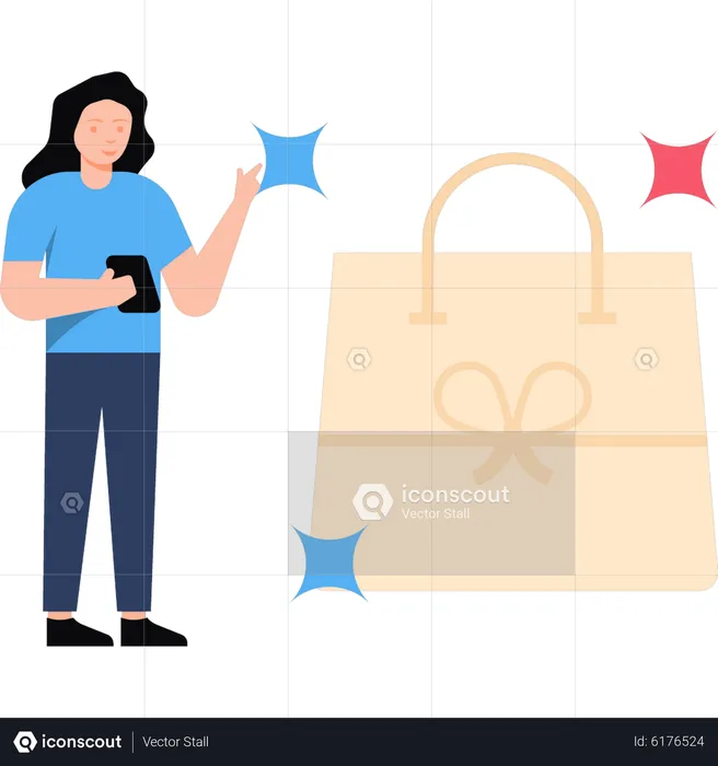 Girl doing online shopping  Illustration