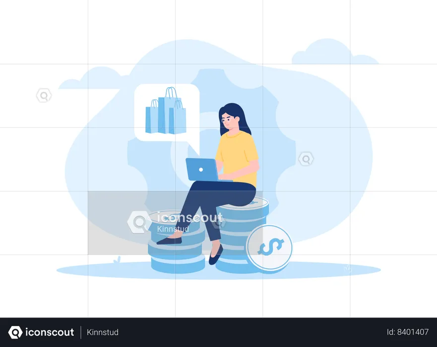 Girl doing online shopping  Illustration